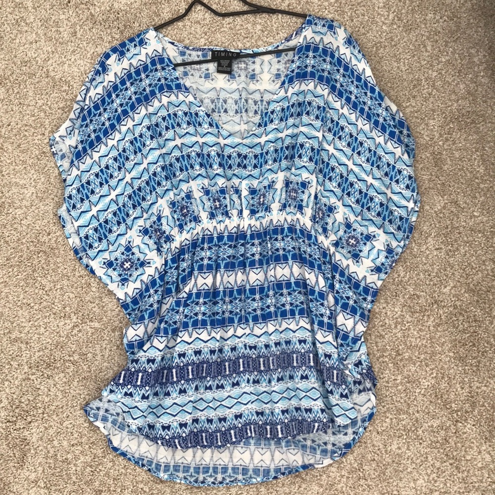 Blue and white blouse